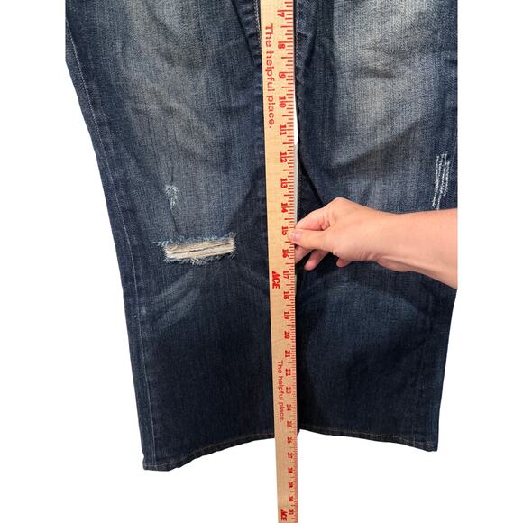 Anthropologie 28 Joes Jeans The Rocker Distressed Bootcut Stretch Denim Cropped - Picture 5 of 6